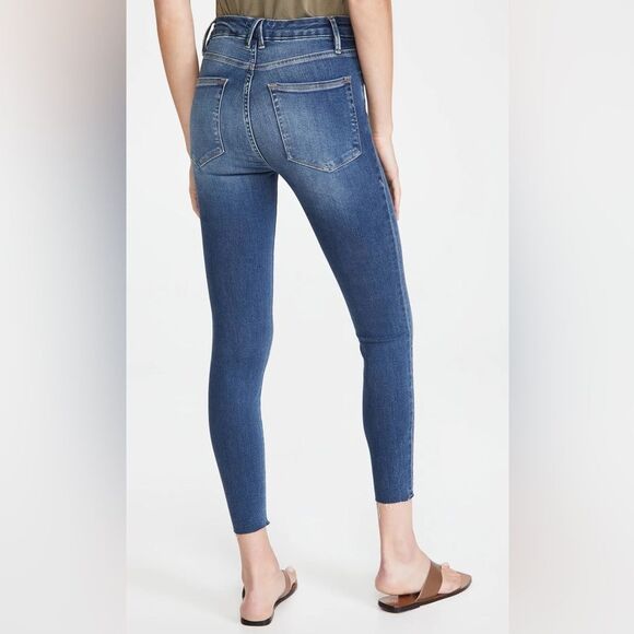 Good American Good Waist Crop Raw-hem Skinny High-rise Stretch Jeans Size 2 - Picture 3 of 6